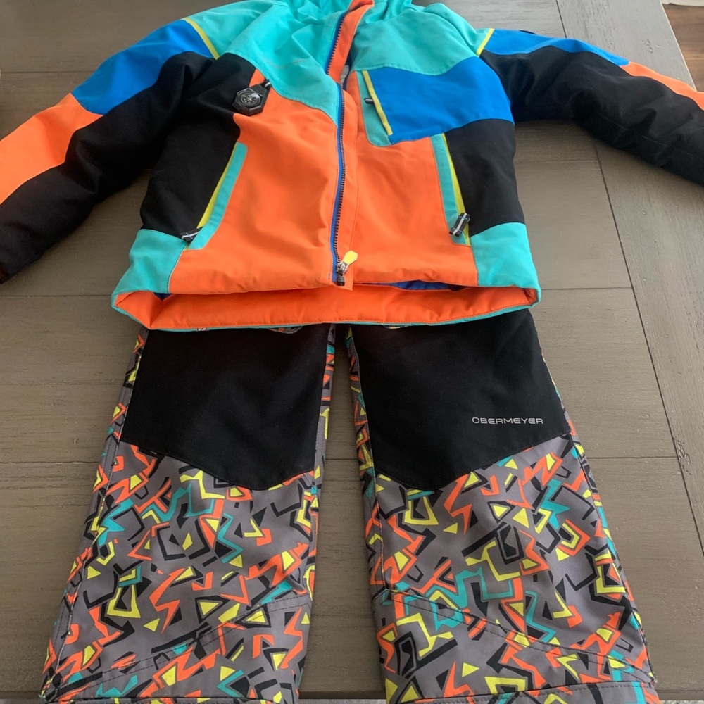 Obermeyer Kids Puffer Jacket and Pants - Orange, Blue, Black